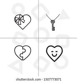 Love and romance lineal icon set