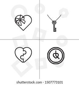Love and romance lineal icon set