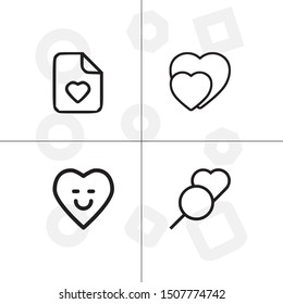 Love and romance lineal icon set