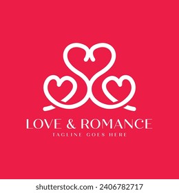 Love and Romance Logo design Creative Modern minimal Heart Concept vector template
