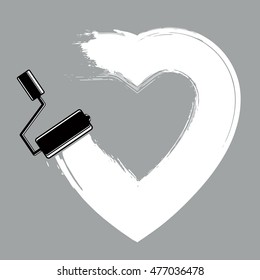 Love and romance object, hand-drawn heart shape created with brushstrokes. Vector symbol can be used in wedding theme.