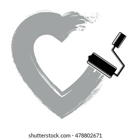 Love and romance object, hand-drawn heart shape created with brushstrokes. Vector symbol can be used in wedding theme.