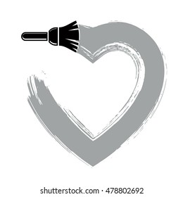 Love and romance object, hand-drawn heart shape created with brushstrokes. Vector symbol can be used in wedding theme.