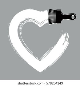 Love and romance object, hand-drawn heart shape created with brushstrokes. Vector symbol can be used in wedding theme.