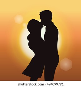 Love and romance poster design. Couple love card template