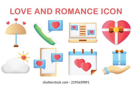 love and romance simple 3d icons set. such as gift, chat, love message, date and more. Vector illustration for modern concept, ui or ux kit, web graphics and application. EPS 10 ready convert to SVG. svg