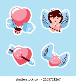 love romance stickers icon collection