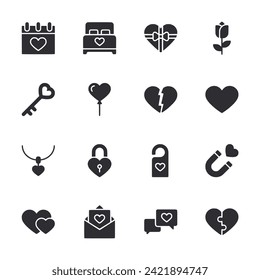 love, romance, valentine icon set