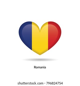 Love Romania - heart flag. Vector EPS10 Illustration.