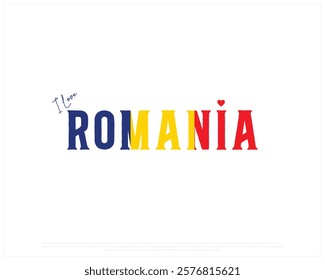 I love ROMANIA, I love Romania typographic design with flag typography and heart on white background, Vector design of I love ROMANIA, ROMANIA National Day Design