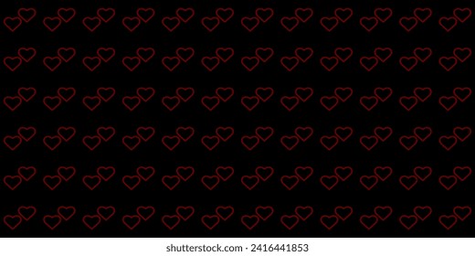 Love. Romantic. Abstract texture with linear hearts. Stylish design for wrapping fabric cloth. Print. Chocolate decor Valentines day pattern. Textile swatch brown Heart on dark background. Seamless pa