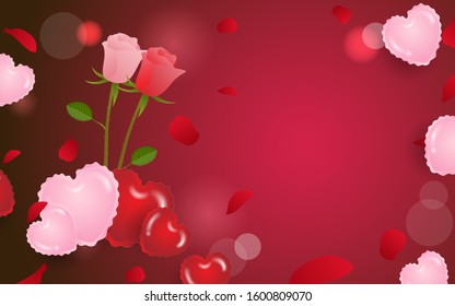 love and romantic background with flowers and heart shape