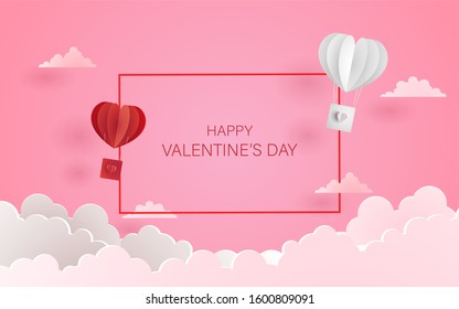 love and romantic background with heart shape. paper art design