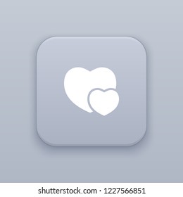 Love, romantic button, best vector on a gray background, EPS 10