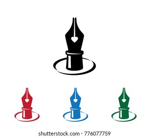 Love Romantic Fountain Pen Quill Vector Logo Design