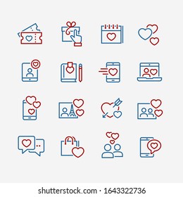 Love and romantic icons set