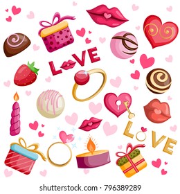 Love and Romantic object for Happy Valentine's Day greeting design. Vector illustration