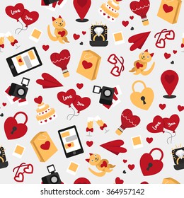 Love romantic seamless pattern grey