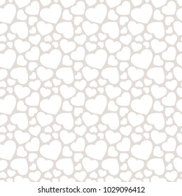 Love romantic seamless pattern with hearts. Valentine's day background. Vector abstract texture with small scattered hearts. Delicate white and light gray colors. Subtle repeat decorative design