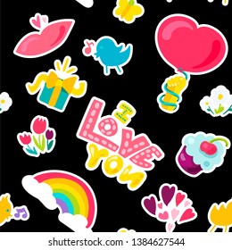 Love romantic seamless vector pattern