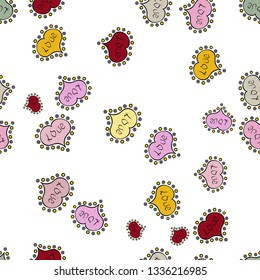 Love romantic theme. Abstract texture, repeat tiles. Design for decoration, gift paper, textile. Valentines day background. Seamless pattern with small hearts on white, backdrop. Vector.