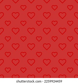 Love romantic theme. Vector abstract texture with small linear hearts. Stylish minimal design for wrapping fabric cloth print wedding decor. Valentines day pattern Textile swatch Red Heart Vivid red