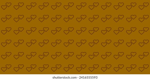 Love romantic theme Vector abstract texture with linear hearts. Stylish design for wrapping fabric cloth print chocolate decor Valentines day pattern Textile swatch Brown Heart on Ocher background