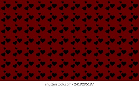 Love romantic theme Vector abstract texture Black hearts. Stylish design for wrapping fabric cloth print decor Valentines day pattern Textile swatch Red Heart dark red seamless pattern. all over print