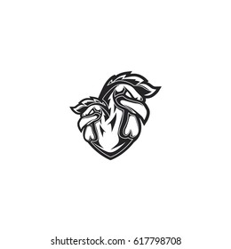 Love Rooster Family Logo Business Vector