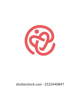 Diseño de logotipo de cuerda de amor creativo, Vector de nudo de cuerda