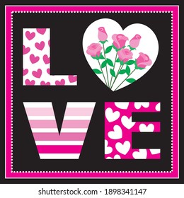 Love and rose illustration for wedding or valentine card