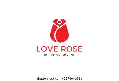 Love Rose logo flower vector icon illustration design.