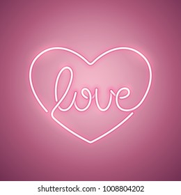 Love rose neon sign makes it quick and easy to customize your romance holiday projects. Used neon vector brushes included.