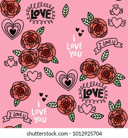 love and roses seamless pattern and vector
