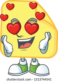 In love rounded sticker paper cartoon character style.