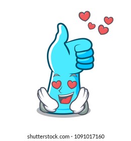 In love rubber gloves mascot cartoon