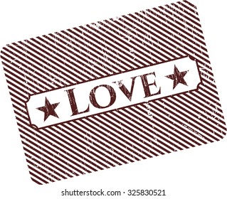 Love rubber grunge stamp