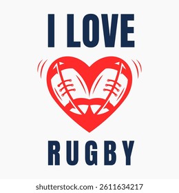 I love rugby with love icon and balls