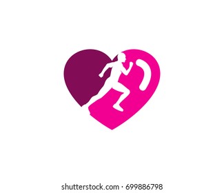 Love Run Icon Logo Design Element