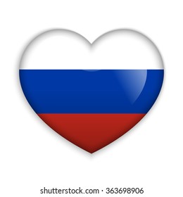  Love Russia.  Flag Heart Glossy Button