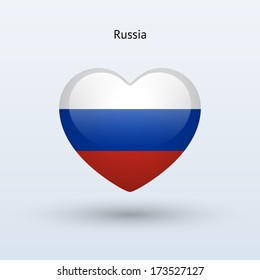 Love Russia symbol. Heart flag icon. Vector illustration.