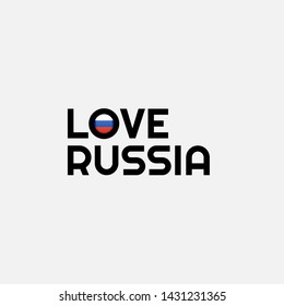 Love russia text with Russian circle flag. 