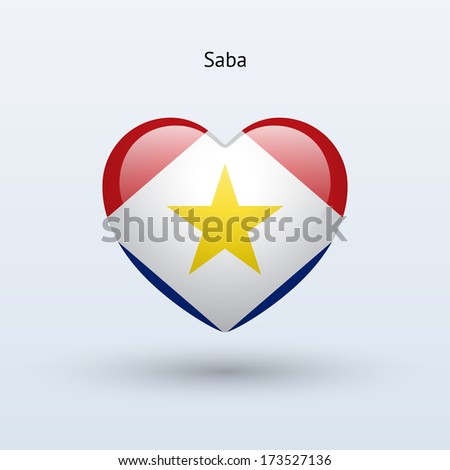 Love Saba symbol. Heart flag icon. Vector illustration.
