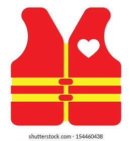 Love safety vest, vector. Isolated on white