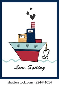 love sailing post card vector