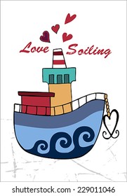 love sailing post card vector 