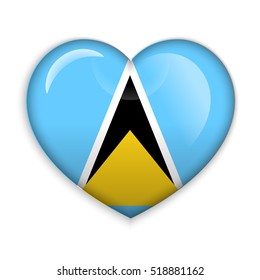 Love Saint Lucia. Flag Heart Glossy Button