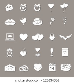 love and saint valentine's day vector web icons set with shadows