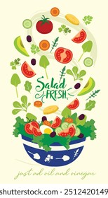 I love salad, Organic Food Healthy vector