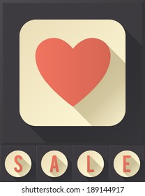 I love sale (flat icons collection). EPS 10. No transparency. Gradients.